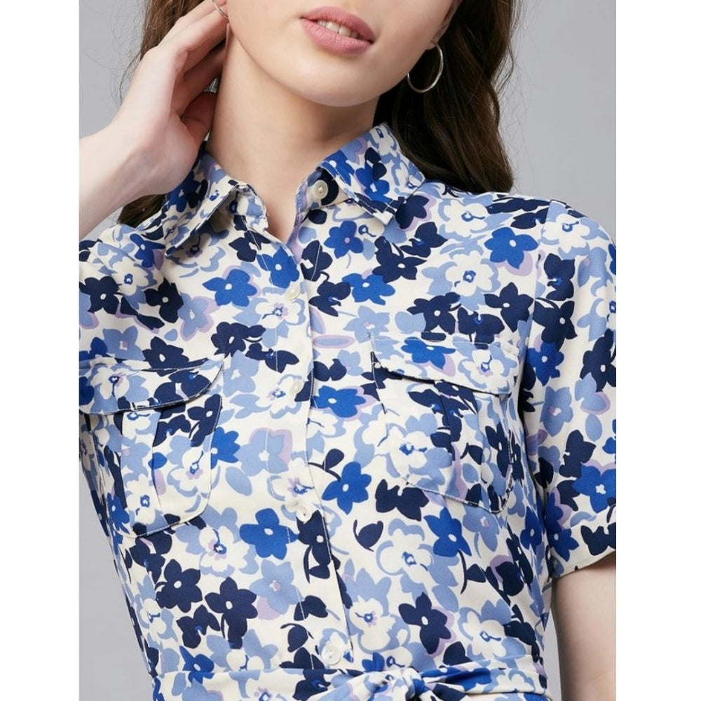 Appealing Polyester Floral Short Sleeve Above Knee Dress