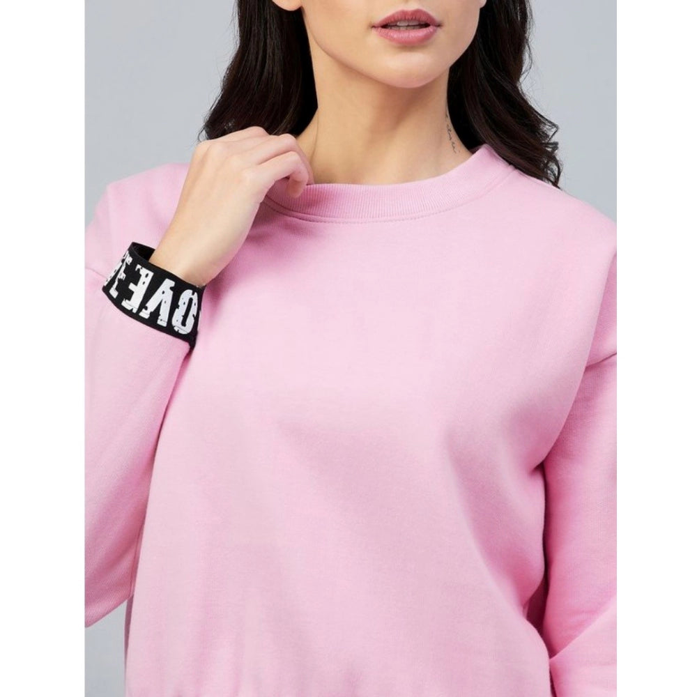 Tremendous Fleece Solid Long Sleeves Sweatshirt