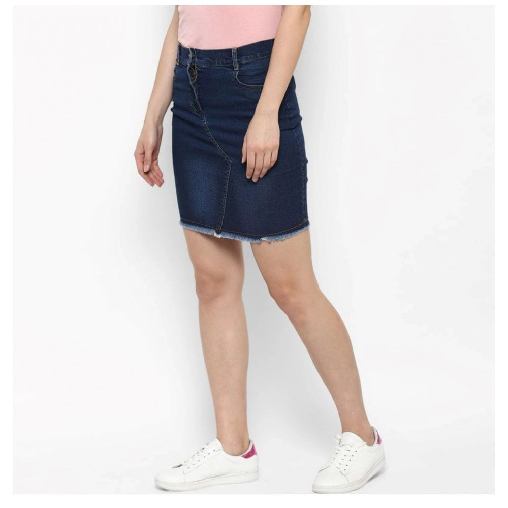 Glorious Denim Stitching Pattern Buttoned Skirt