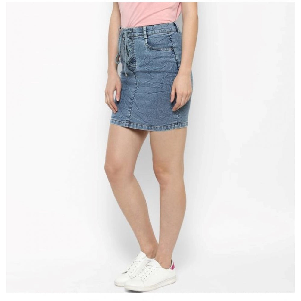 Fabulous Denim Draw String Buttoned Skirt