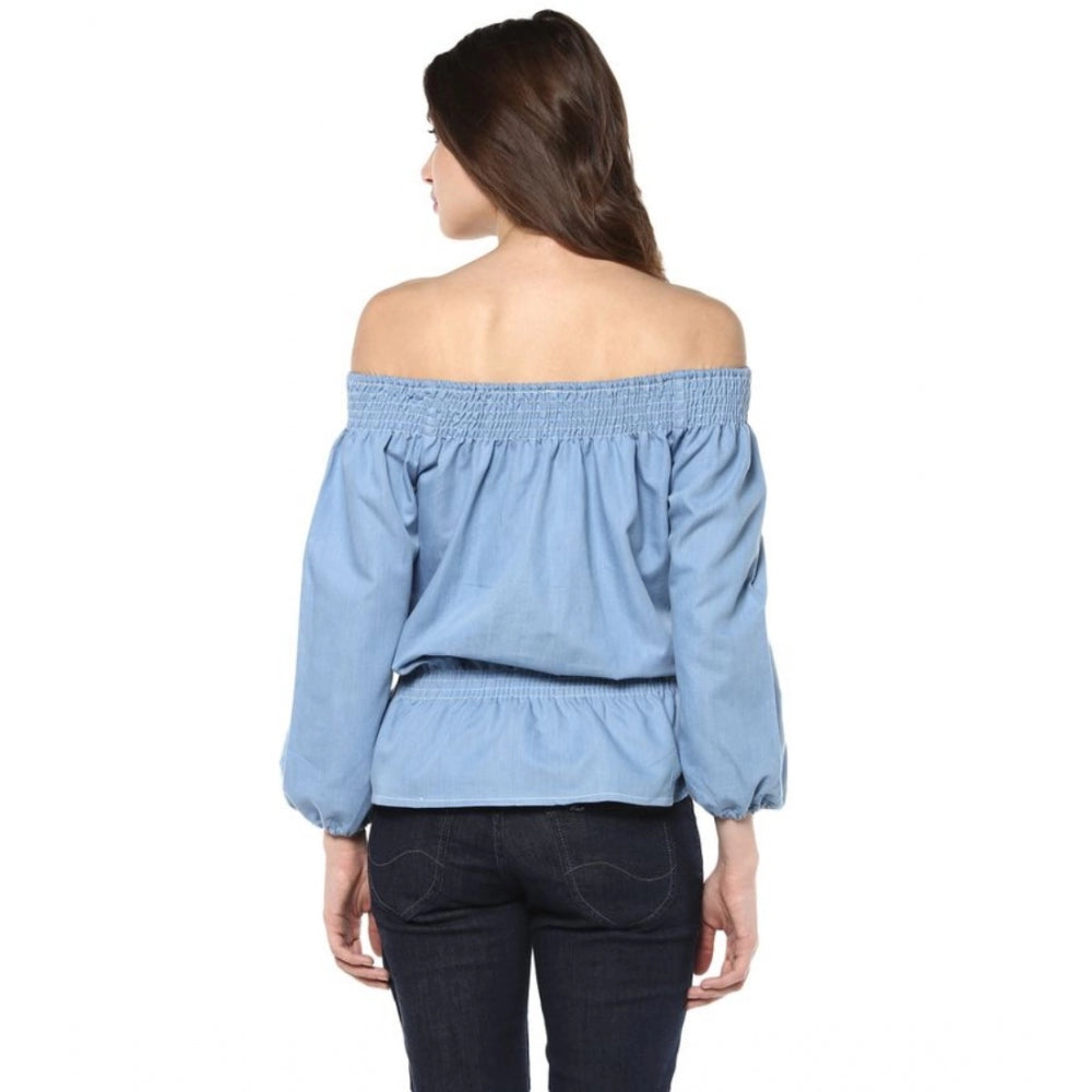 Superb Denim Solid Regular Top