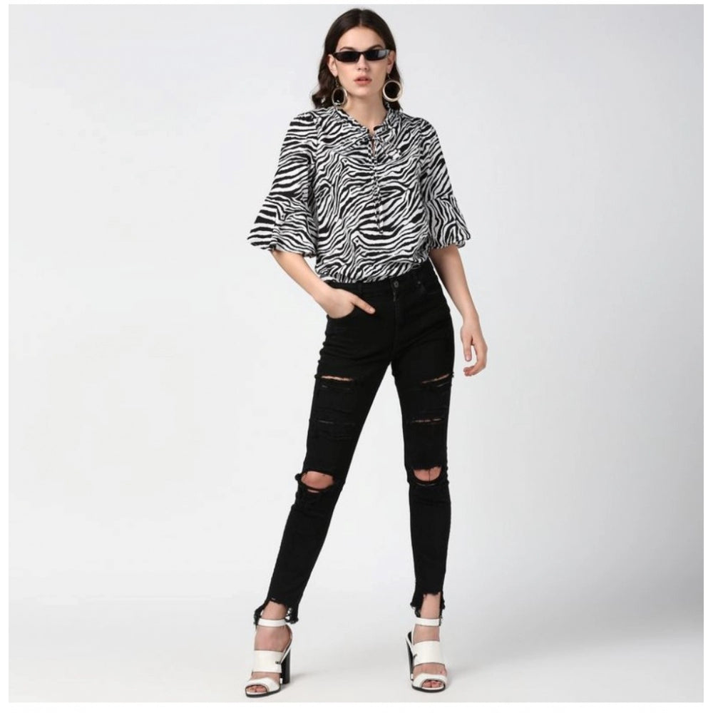 Incredible Polyester Printed Bell Sleeve Top