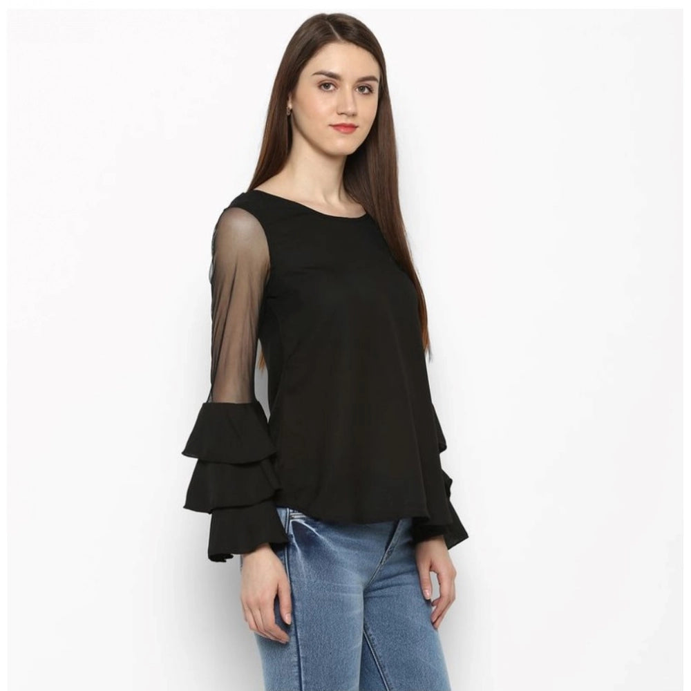 Modish Polyester Solid Tier Sleeve Top