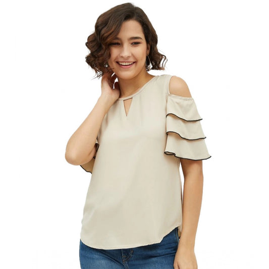 Modish Polyester Tiered Cold Shoulder Top