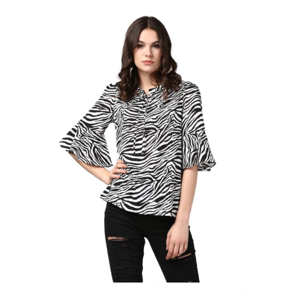 Incredible Polyester Printed Bell Sleeve Top