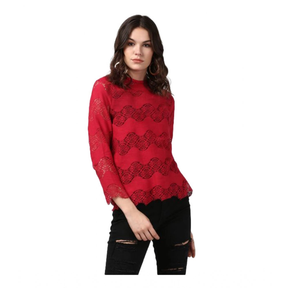 Fantastic Cotton Self Design Long Sleeves Top