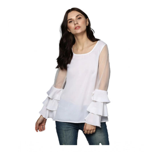 Modish Polyester Solid Tier Sleeve Top