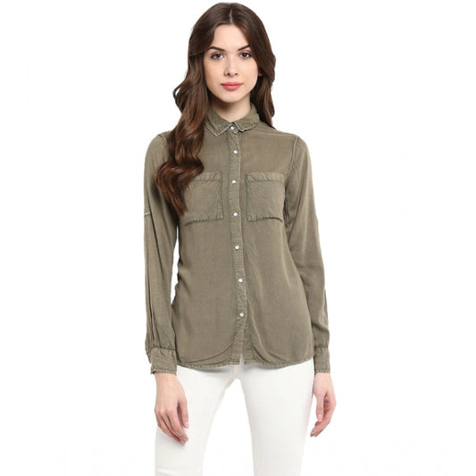 Snazzy Rayon Solid Long Sleeves Standard Length Shirt