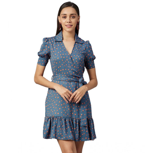 Dashing Polyester Polka Short Sleeve Above Knee Dress