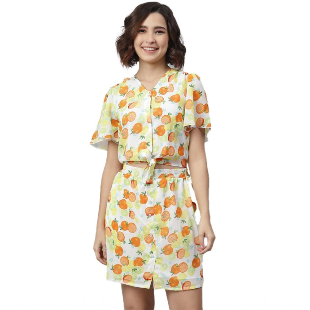 Dashing Polyester Printed Flutter Above Knee Dress