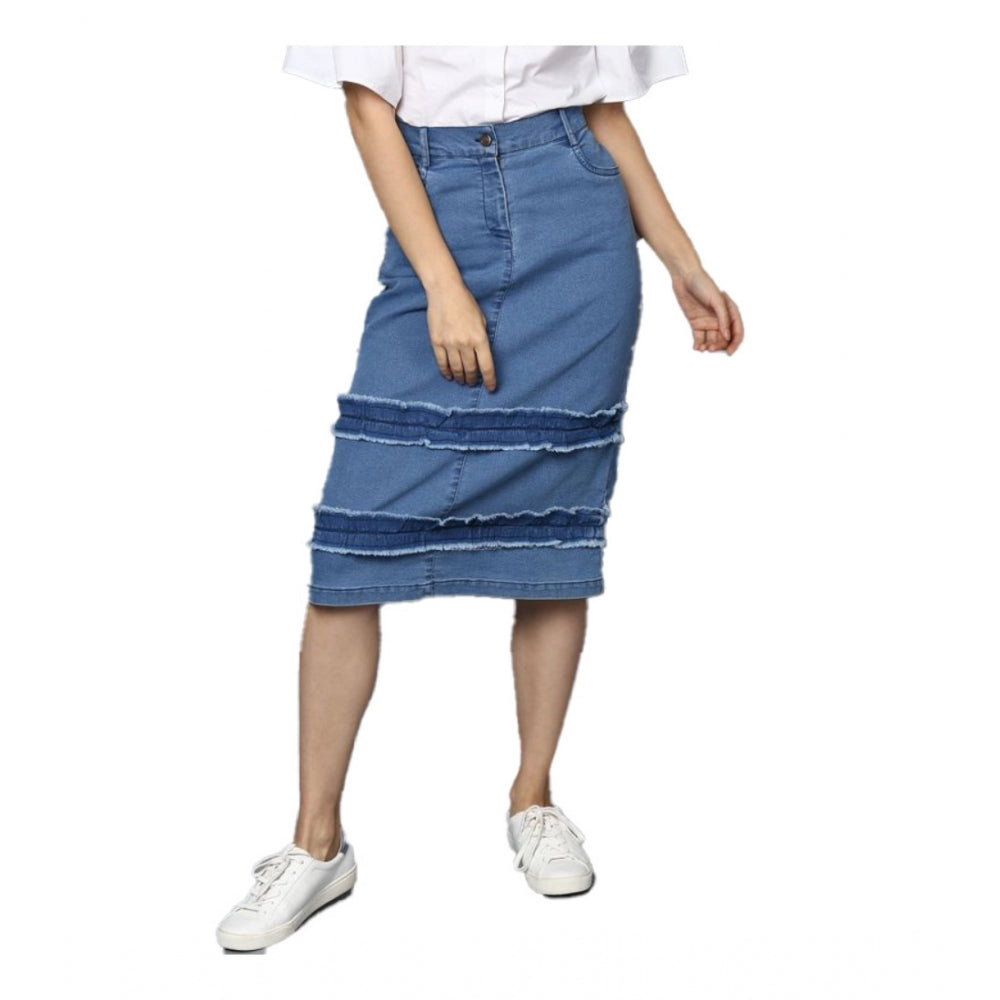 Tremendous Denim Washed Buttoned Skirt