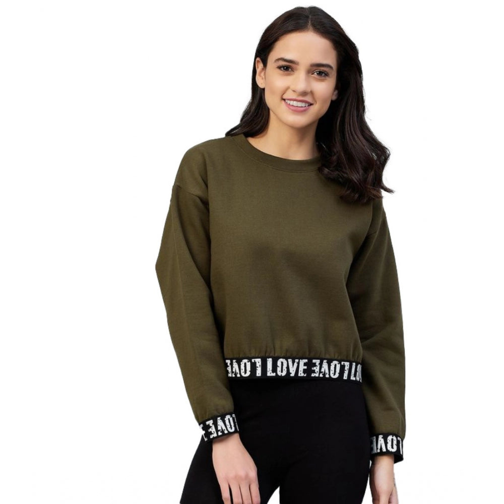 Tremendous Fleece Solid Long Sleeves Sweatshirt