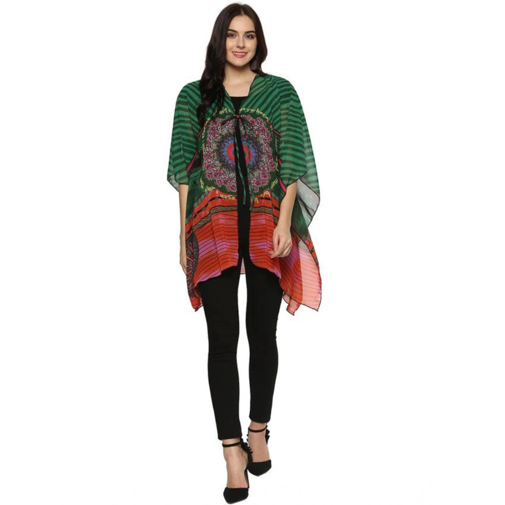 Dashing Polyester Printed Kaftan Sleeve Shrug