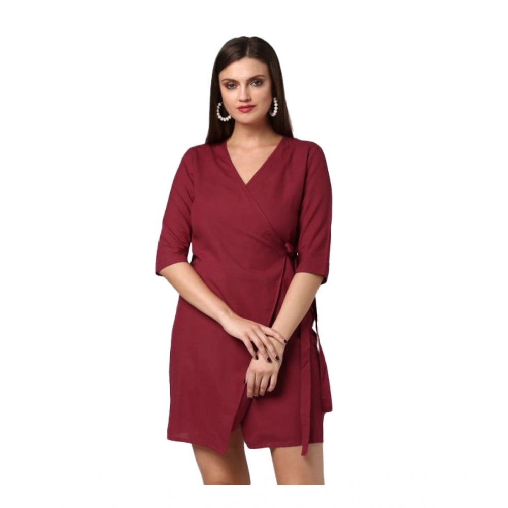 Fantastic Cotton Solid Above Knee Dress