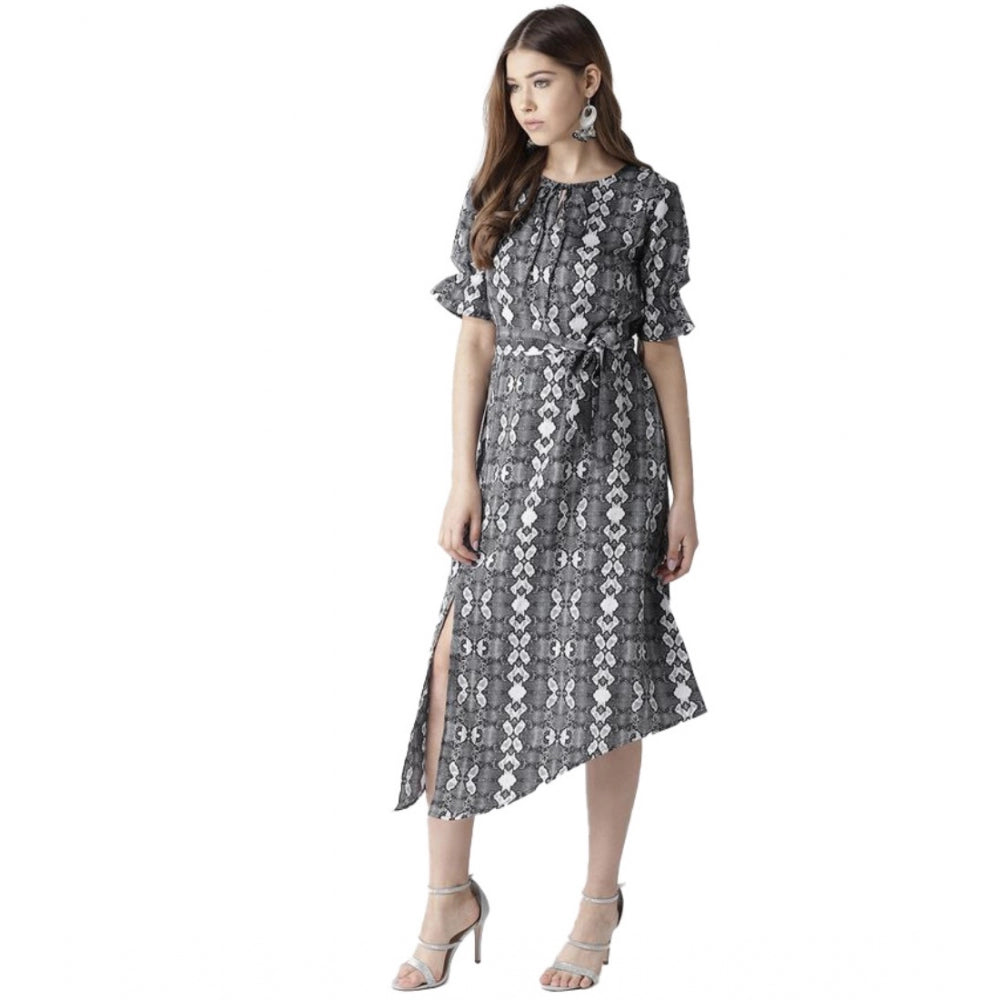 Incredible Polyester Printed Short Sleeve Knee Length Dress