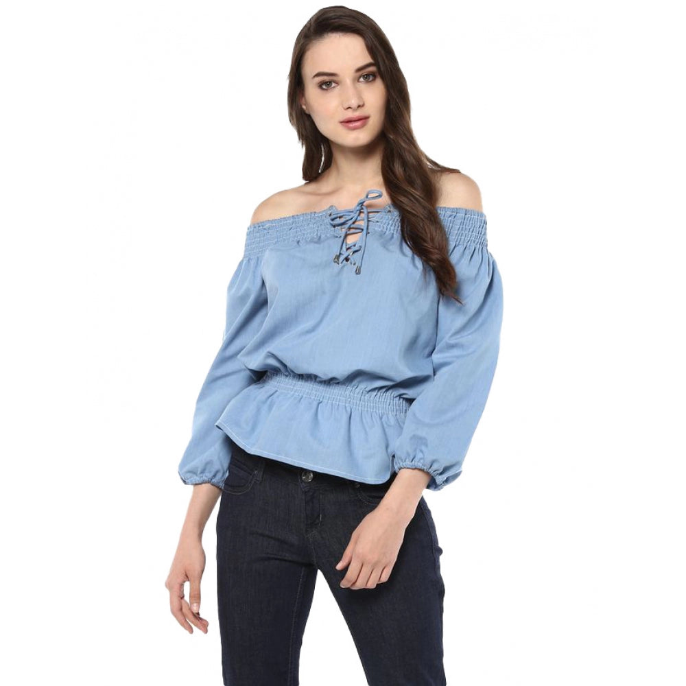 Superb Denim Solid Regular Top