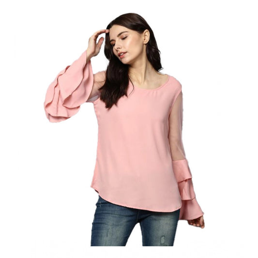 Modish Polyester Solid Tier Sleeve Top