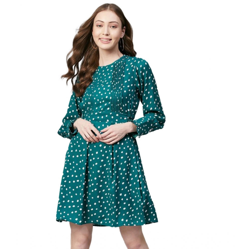 Dashing Polyester Polka Long Sleeves Above Knee Dress