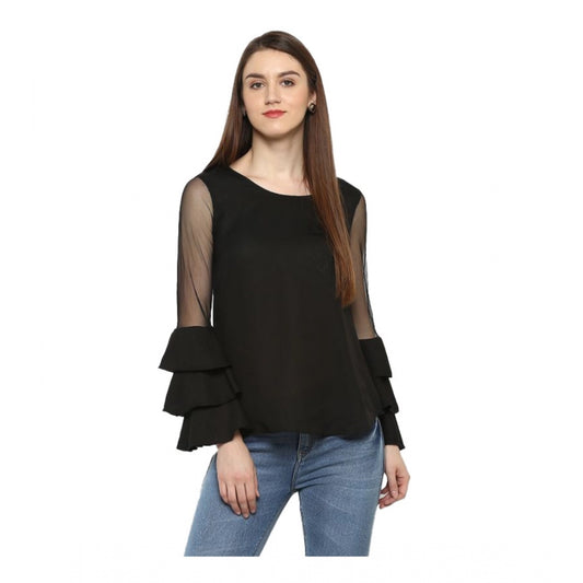 Modish Polyester Solid Tier Sleeve Top