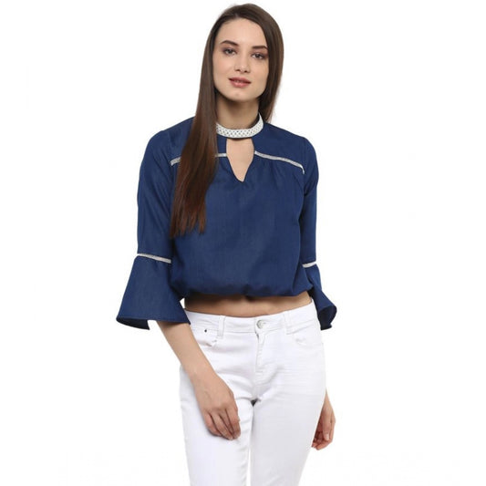 Exquisite Polyester Solid Bell Sleeve Regular Top