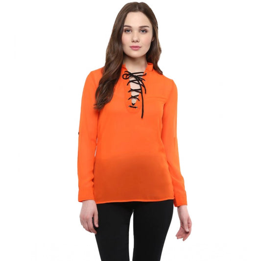 Exquisite Polyester Solid Long Sleeves Regular Top