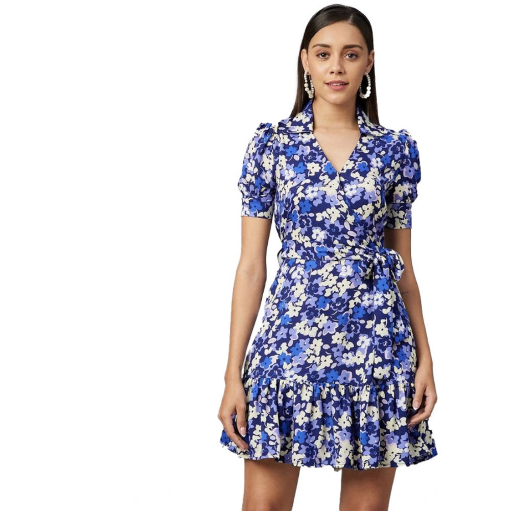 Appealing Polyester Floral Short Sleeve Above Knee Dress