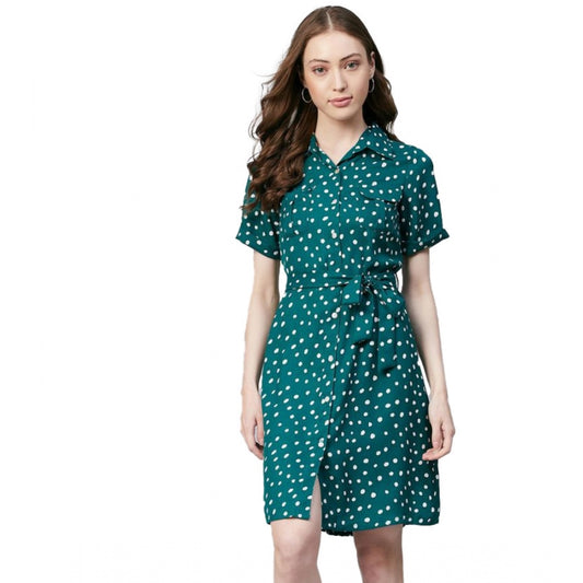 Dashing Polyester Polka Short Sleeve Above Knee Dress