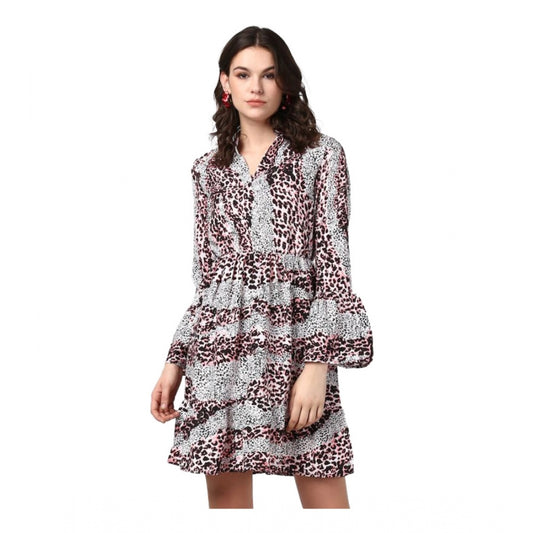 Incredible Polyester Printed Bell Sleeve Above Knee Dress