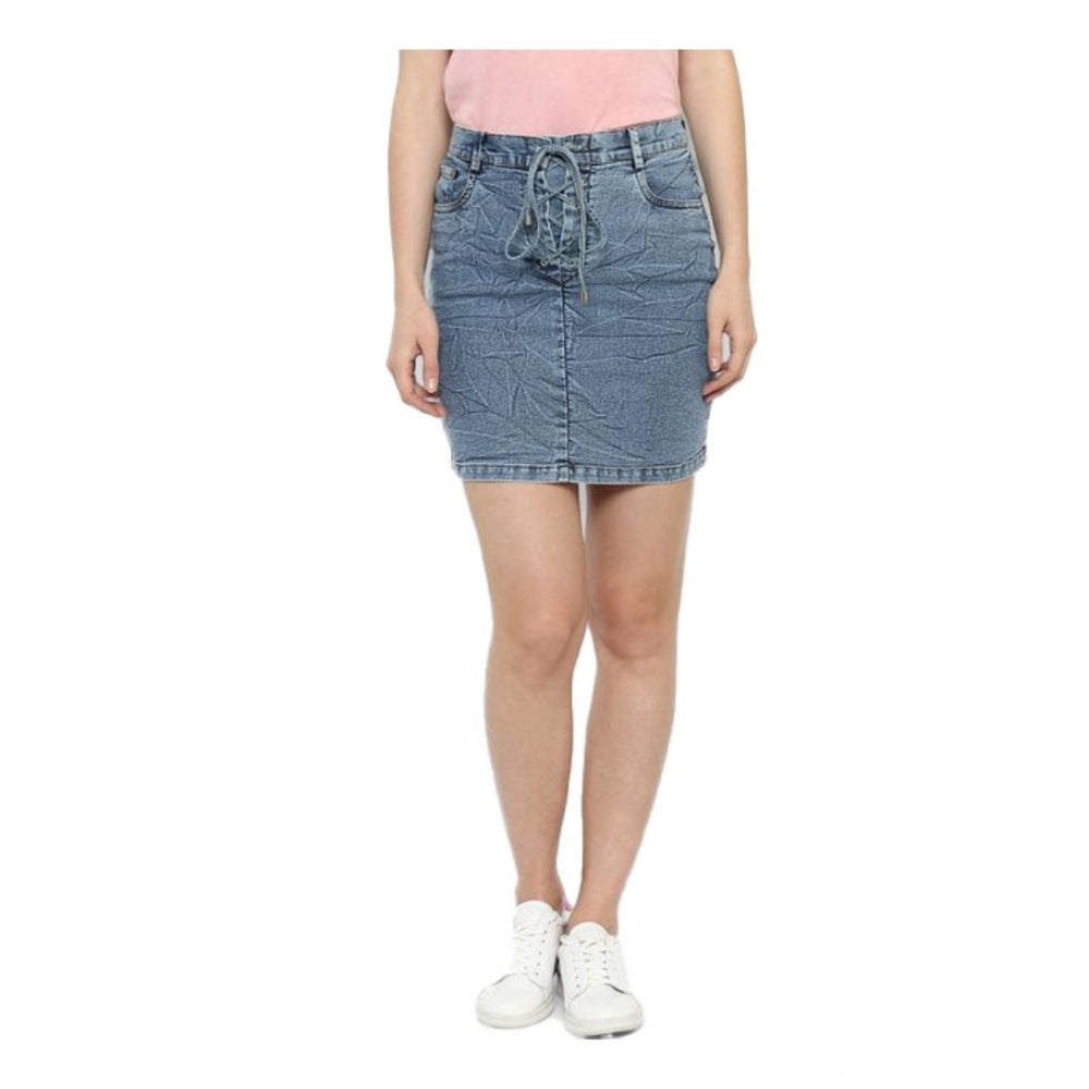 Fabulous Denim Draw String Buttoned Skirt