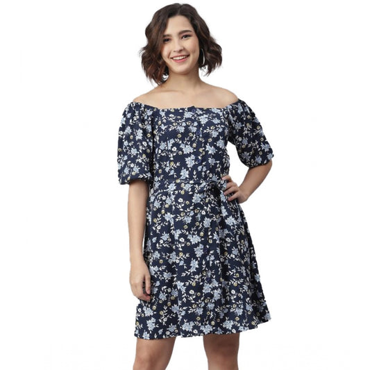 Appealing Polyester Off Shoulder Half Sleeve Above Knee Dress