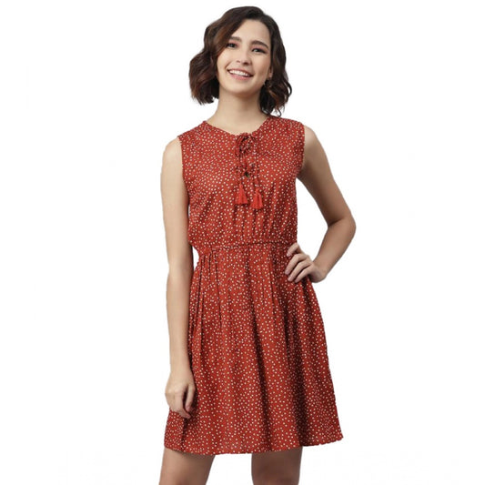 Snazzy Rayon Polka Sleeveless Above Knee Dress