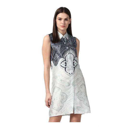 Luxurious Polyester Printed Sleeveless Above Knee Dress