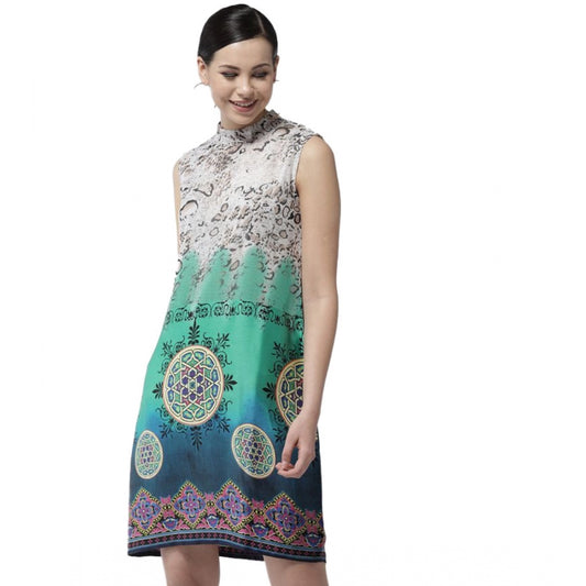 Luxurious Polyester Printed Sleeveless Above Knee Dress