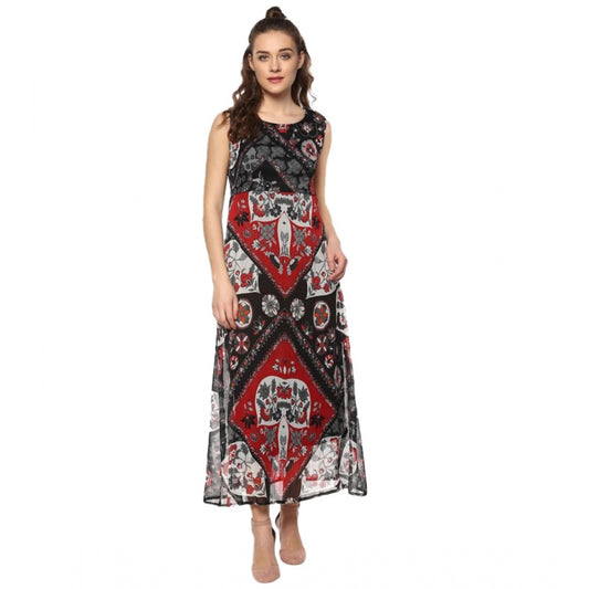 Luxurious Polyester Printed Sleeveless Dress