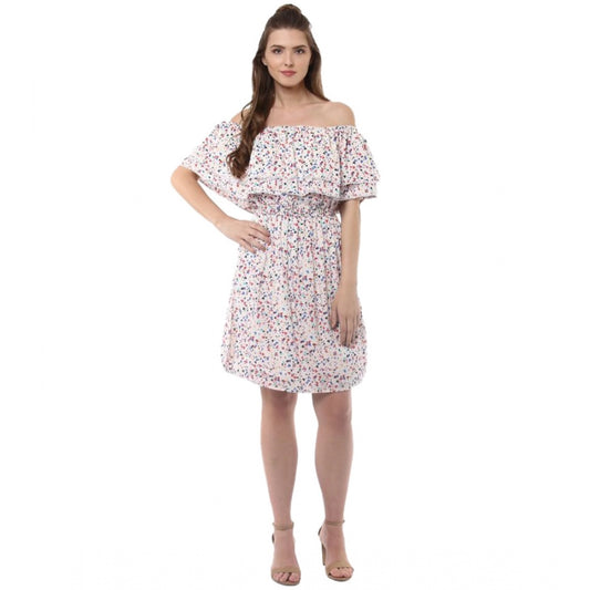 Modish Rayon Floral Half Sleeve Above Knee Dress