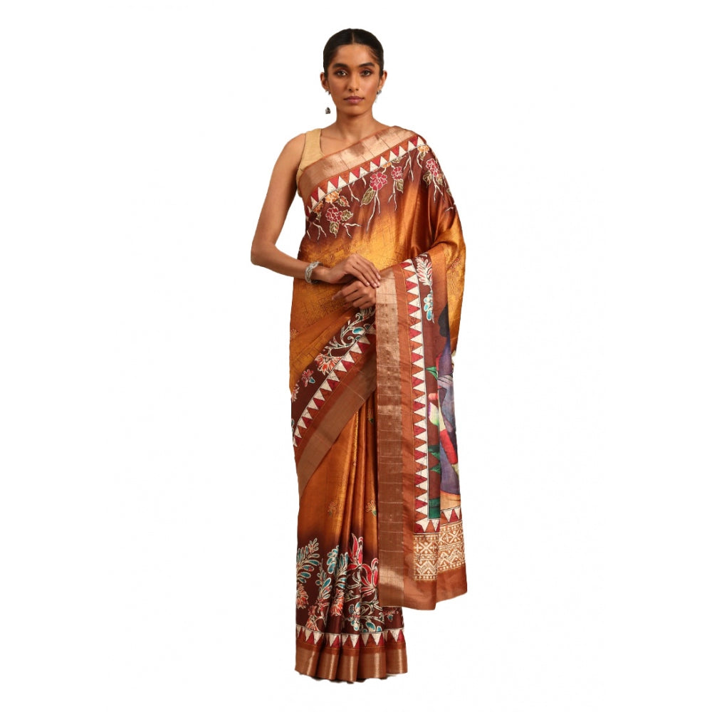 Modish Cotton Printed Saree With Blouse Piece