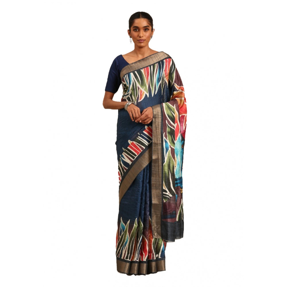 Snazzy Cotton Printed Saree With Blouse Piece