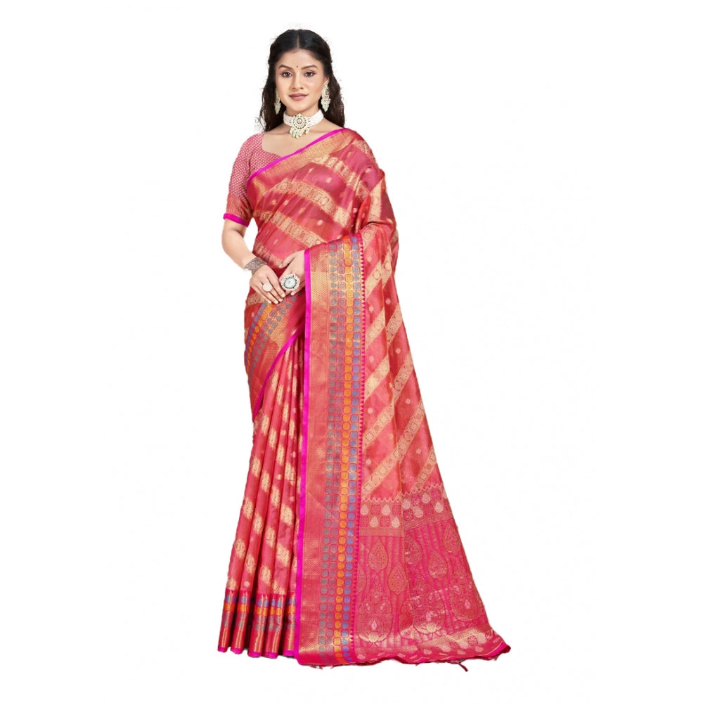 Partywear Silk Woven Design Saree With Blouse Piece