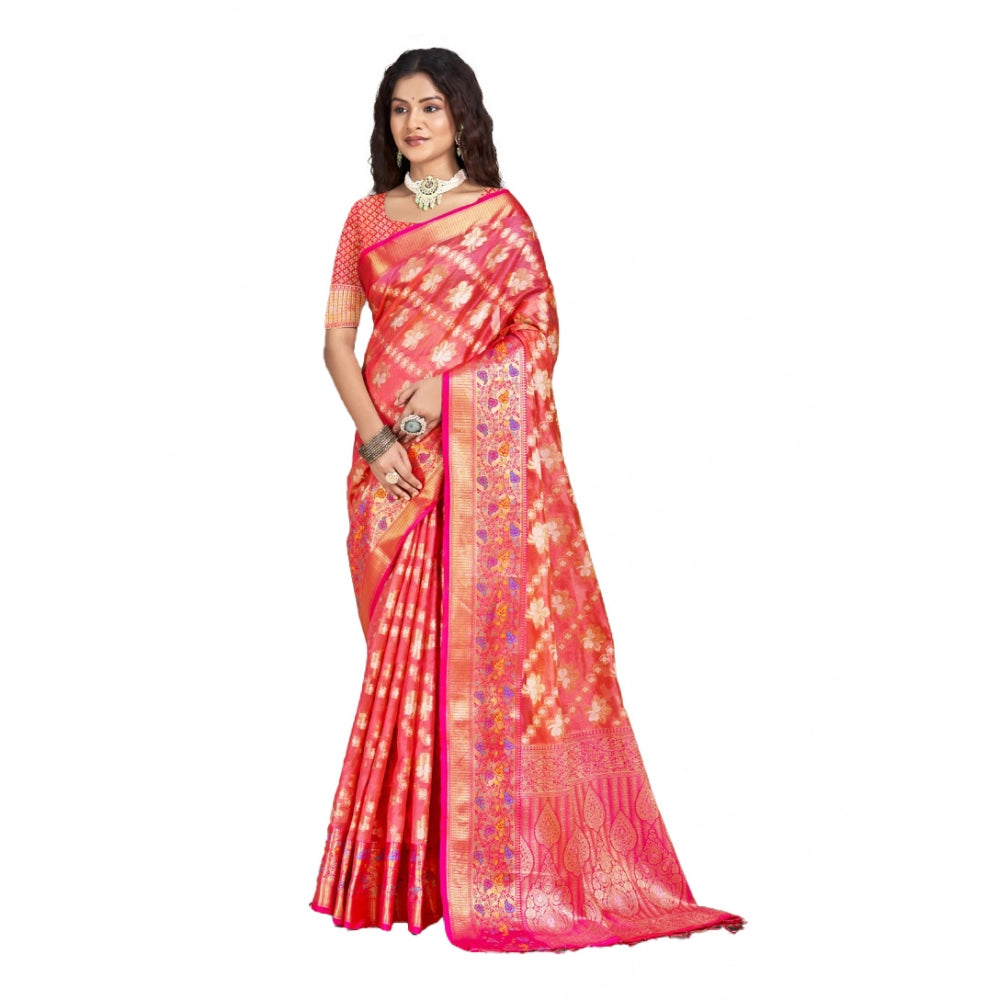 Partywear Silk Woven Design Saree With Blouse Piece