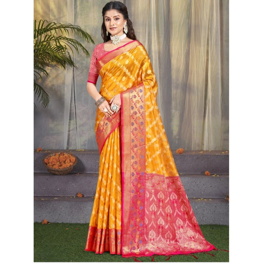 Partywear Silk Woven Design Saree With Blouse Piece