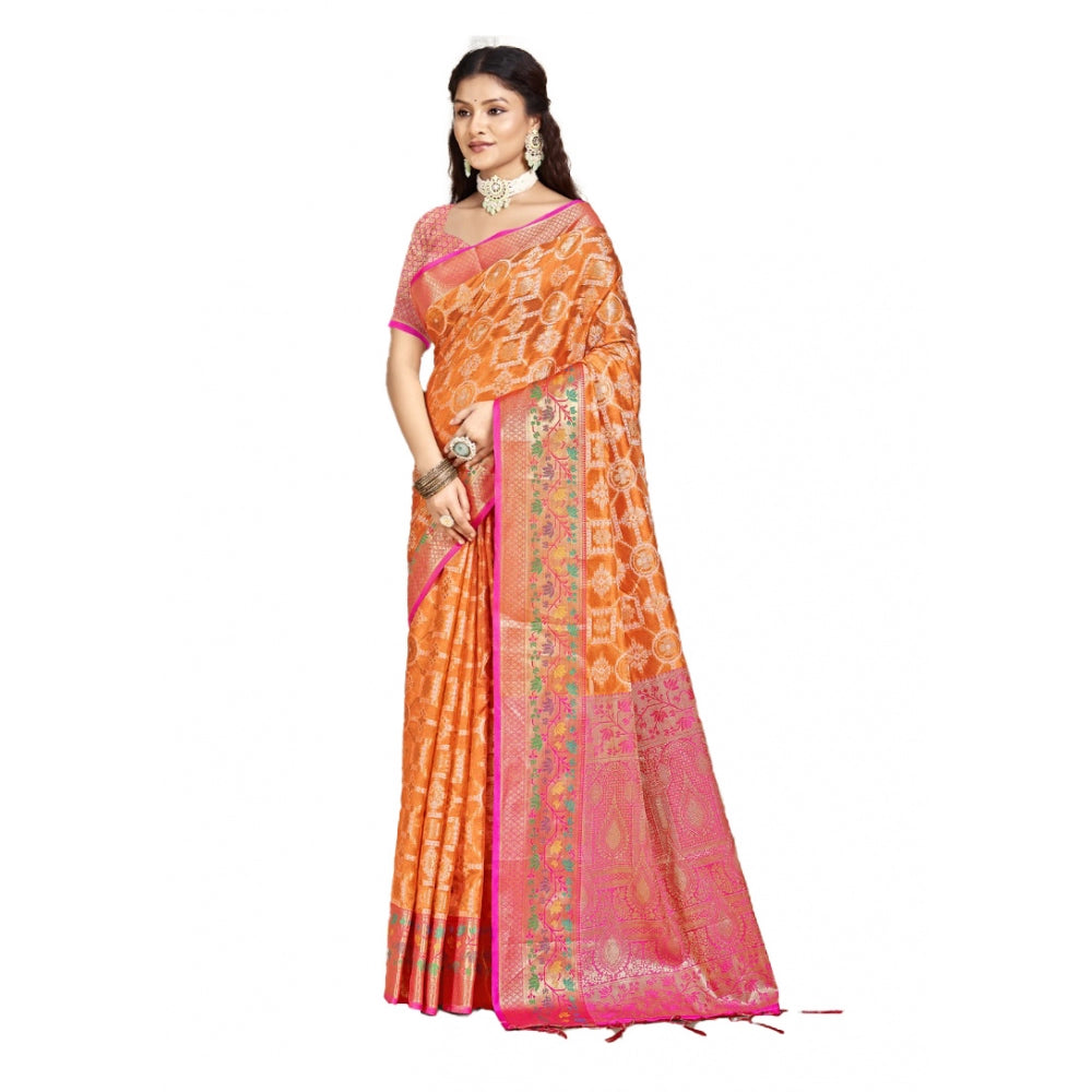 Partywear Silk Woven Design Saree With Blouse Piece