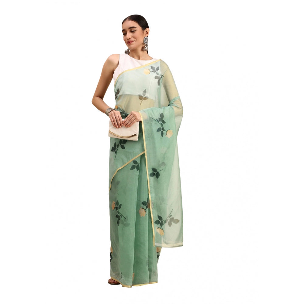 Classy Organza Printed Saree With Blouse Piece