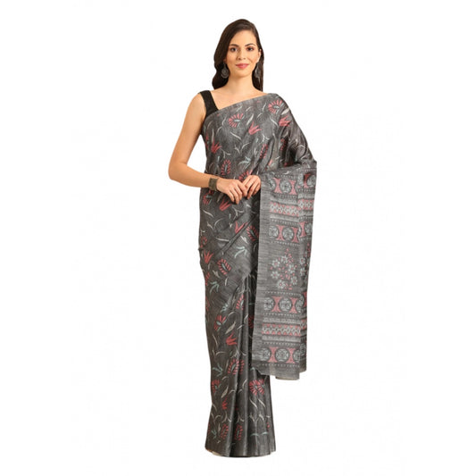 Snazzy Cotton Printed Saree With Blouse Piece