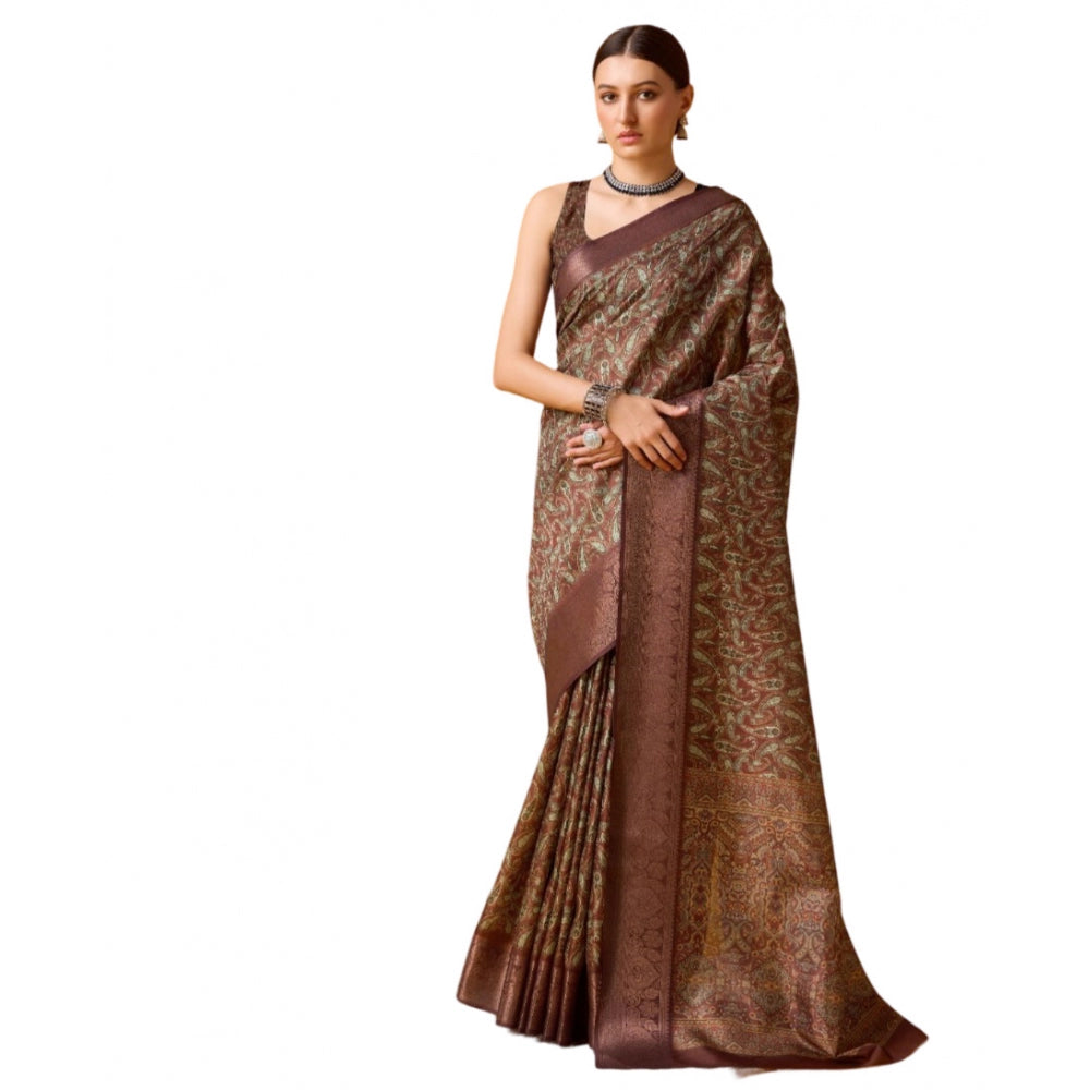 Jaunty Cotton Printed Saree With Blouse Piece