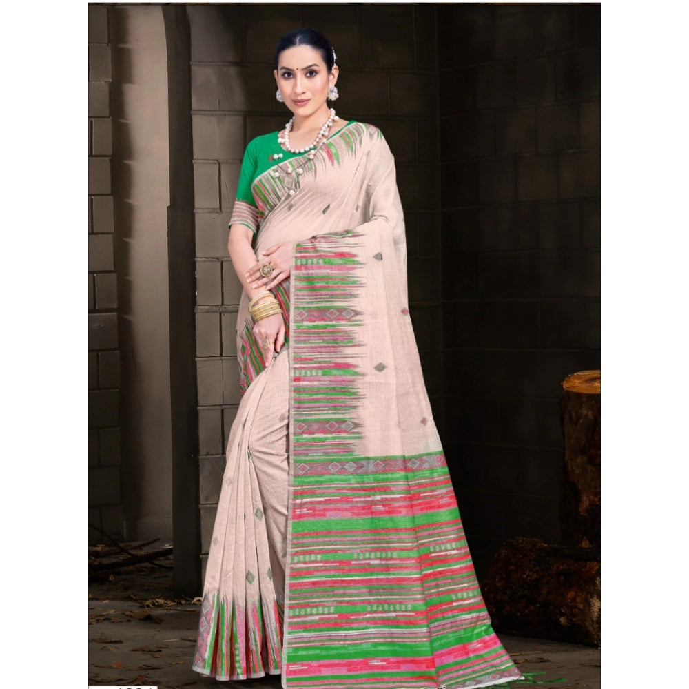 Comfy Cotton Printed Saree With Blouse Piece