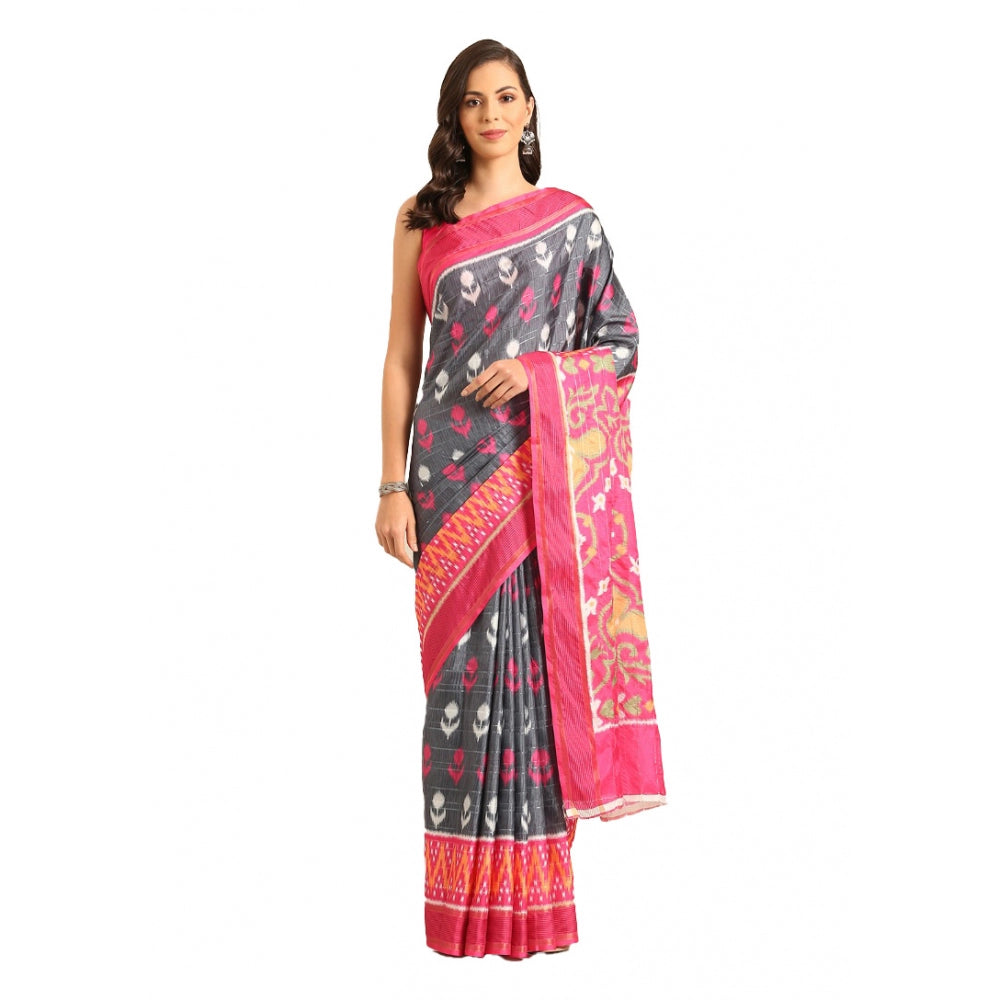 Snazzy Cotton Printed Saree With Blouse Piece