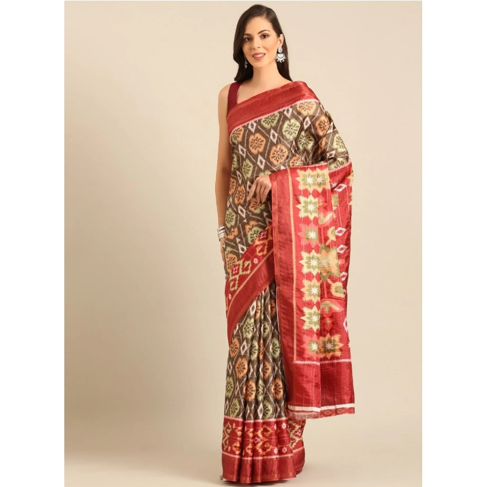 Snazzy Cotton Printed Saree With Blouse Piece