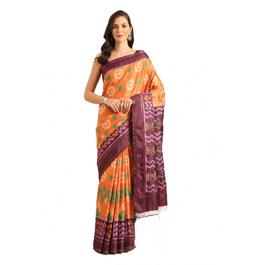 Glamorous Cotton Printed Saree With Blouse Piece