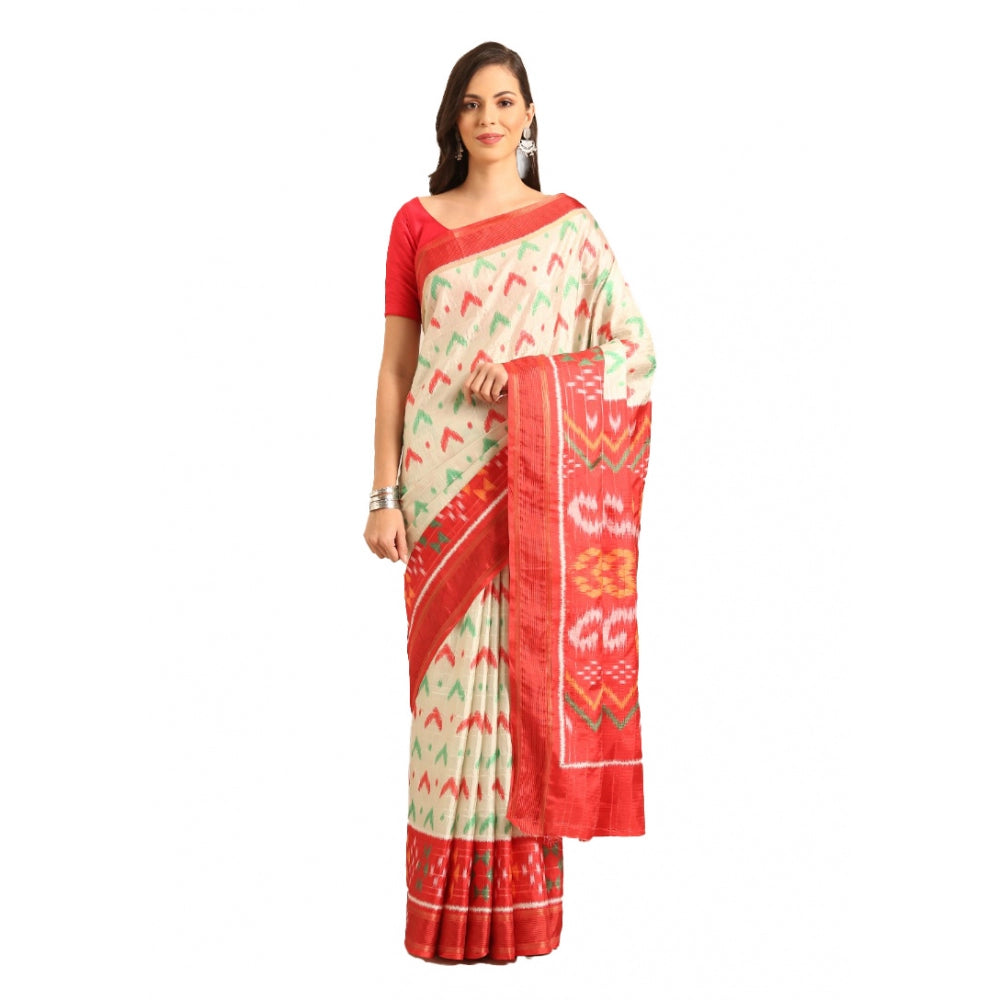 Snazzy Cotton Printed Saree With Blouse Piece