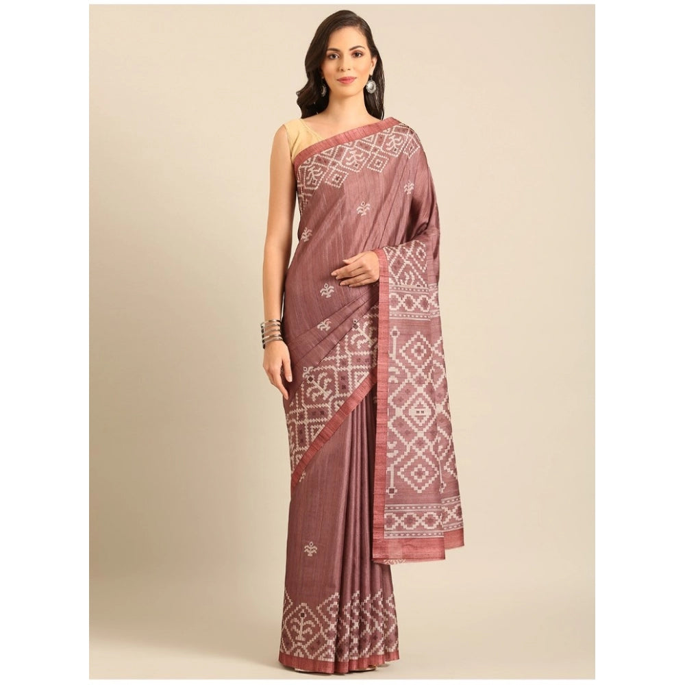 Snazzy Cotton Printed Saree With Blouse Piece